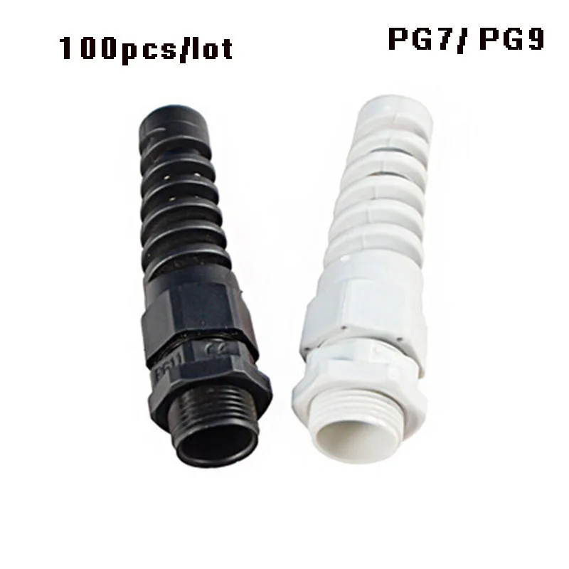 100pcs PG7 PG9 Nylon rubber Cable conduit wire Glands thread waterproof Plastic cable connector sleeve Spiral wiring accessories