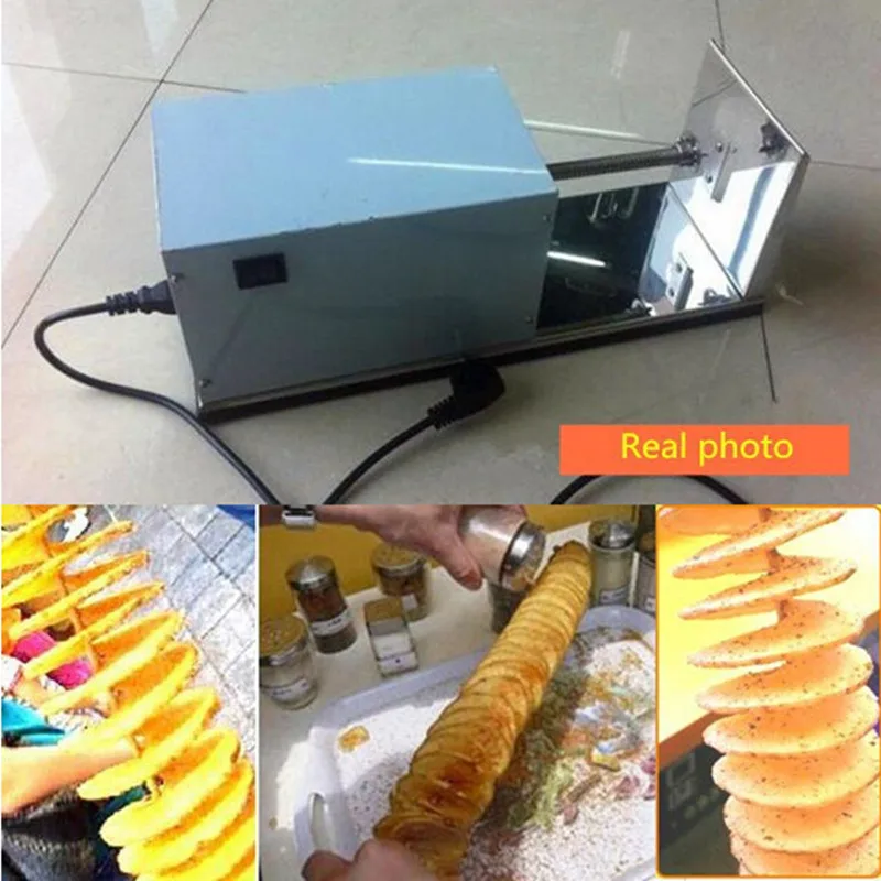 220V electric stretch spiral potato cutter,automatic tornado potato vegetable carrot slicer twister machine