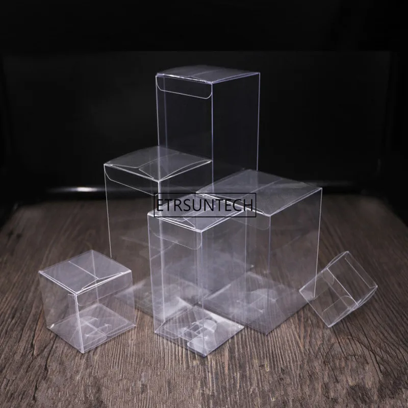 200pcs/lot PVC Box Rectangle Clear Gift Display Box Cosmetic Crafts Packaging Box Transparent Plastic Boxes 26 Size