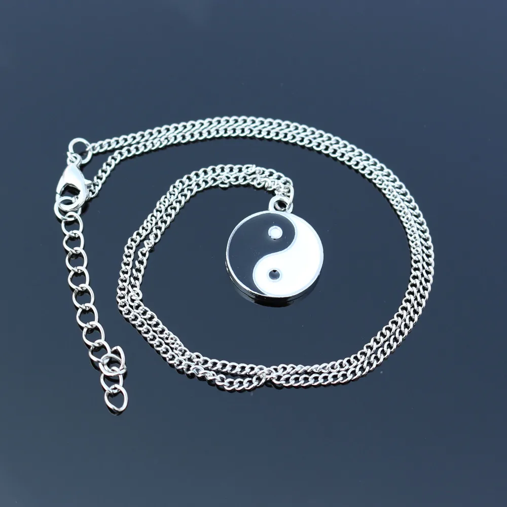 NK2036 New Fashion Resin Black White Tai Chi Bagua Pendant Necklace for Women Statement Chain Neck Jewelry Gift Bijoux