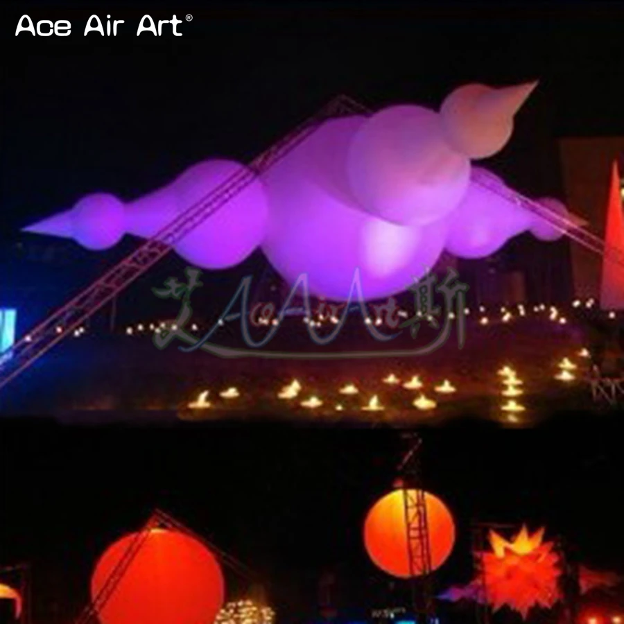 Special Designed Cloud Balloon Inflatable Chandelier Flaky Clouds with Illuminated Lights Hanging for Commercial Events