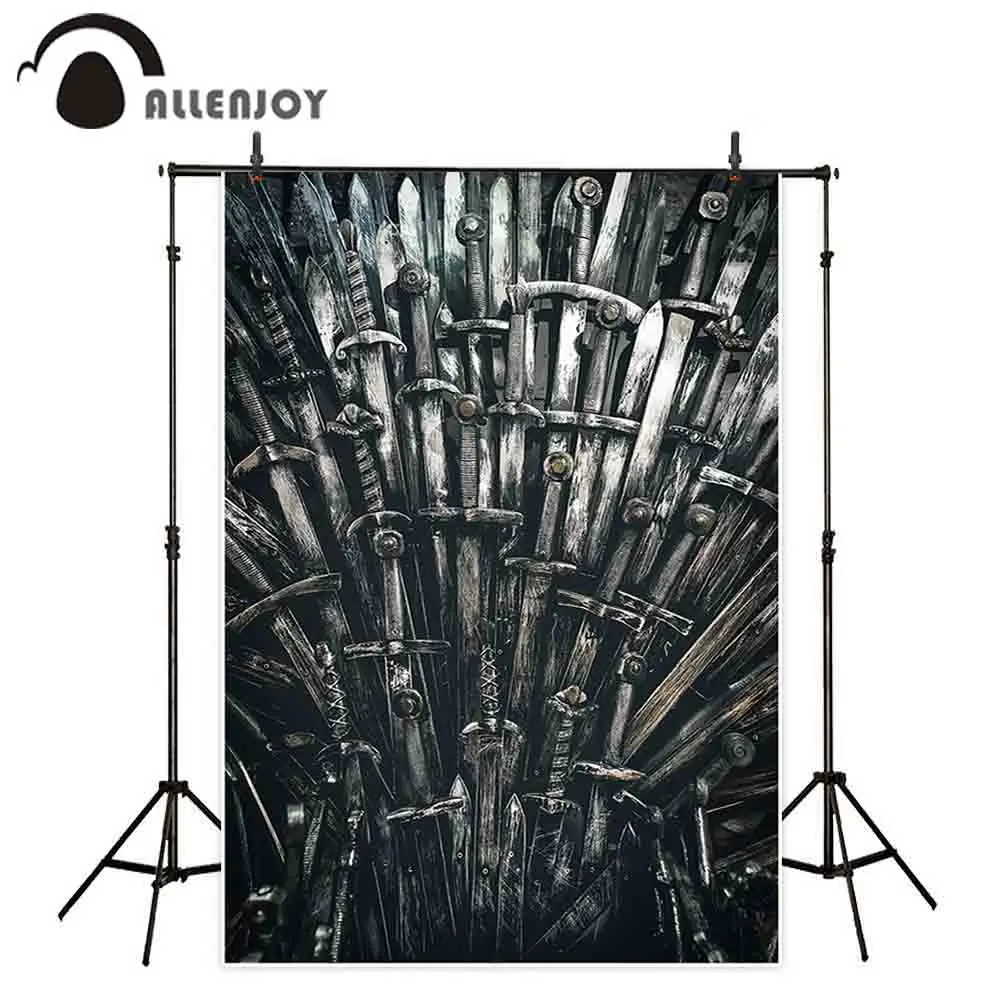 Allenjoy background for photo studio metal knight swords medieval prince backdrop photobooth banner photocall shoot prop