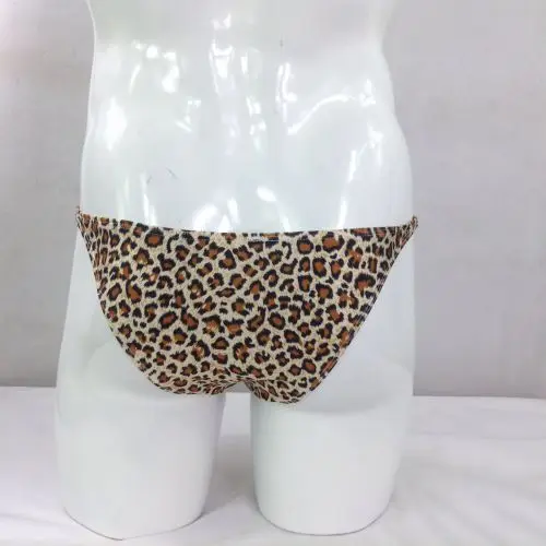 Mens String Bikini Stripe Jersy nylon Spandex G3774 Narrow Waist Leopard Swimsuit Fabric