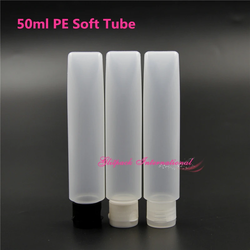 

100pcs/pack 50ml 1.8oz Plastic Bottles, Natural LDPE Cylinders with Black/white/natural Ribbed Snap Caps Plastic Tube Tottles