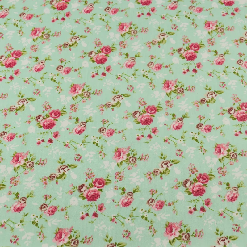 Scrapbooking Biancheria Da Letto Twill Panno Verde Stampato Floreale Designs Tessuto di Cotone Tessili Per La Casa Da Cucire Tecido Quilting