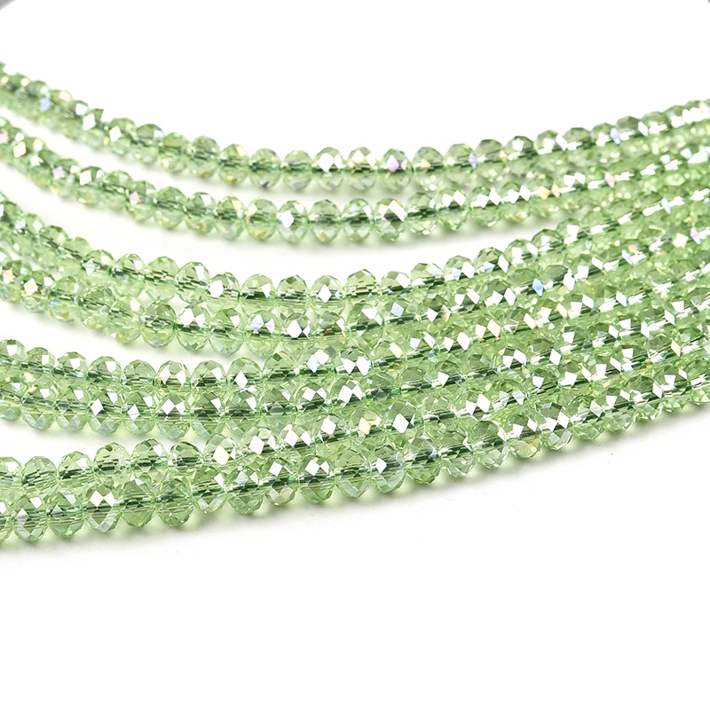 Faceted Green multilayer Glass Crystal 4.6*5.8mm Making Handmade jewelry Necklace17-25inch Earrings for noble women gift H212