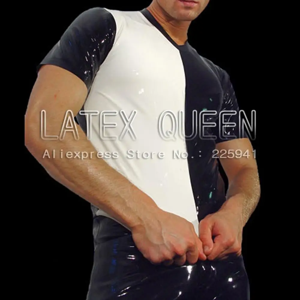 Short sleeves latex T-shirt tee for man