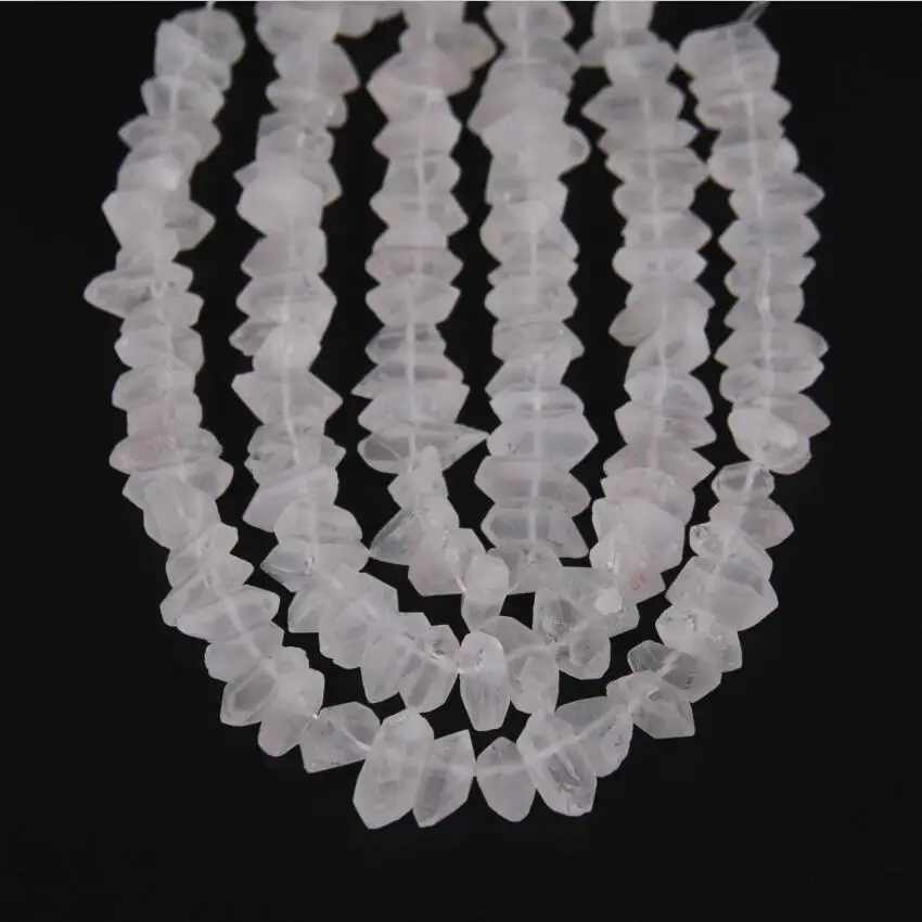 

Strand Beads Natural Clear White Quartz Crystal Faceted Nuggets Point Loose Beads,Raw Crystals Double Stick Pendants Jewelry