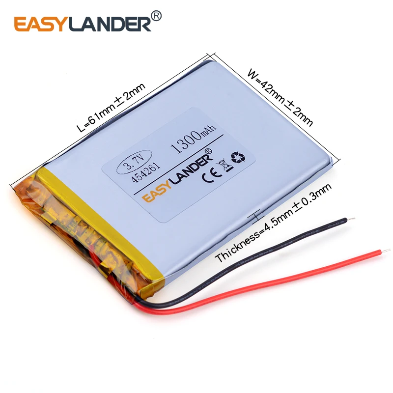 454261 3.7V 1300mAh Rechargeable Lithium Li-ion Polymer Battery For MP4 C430 GPS navigator E-book GPS speaker