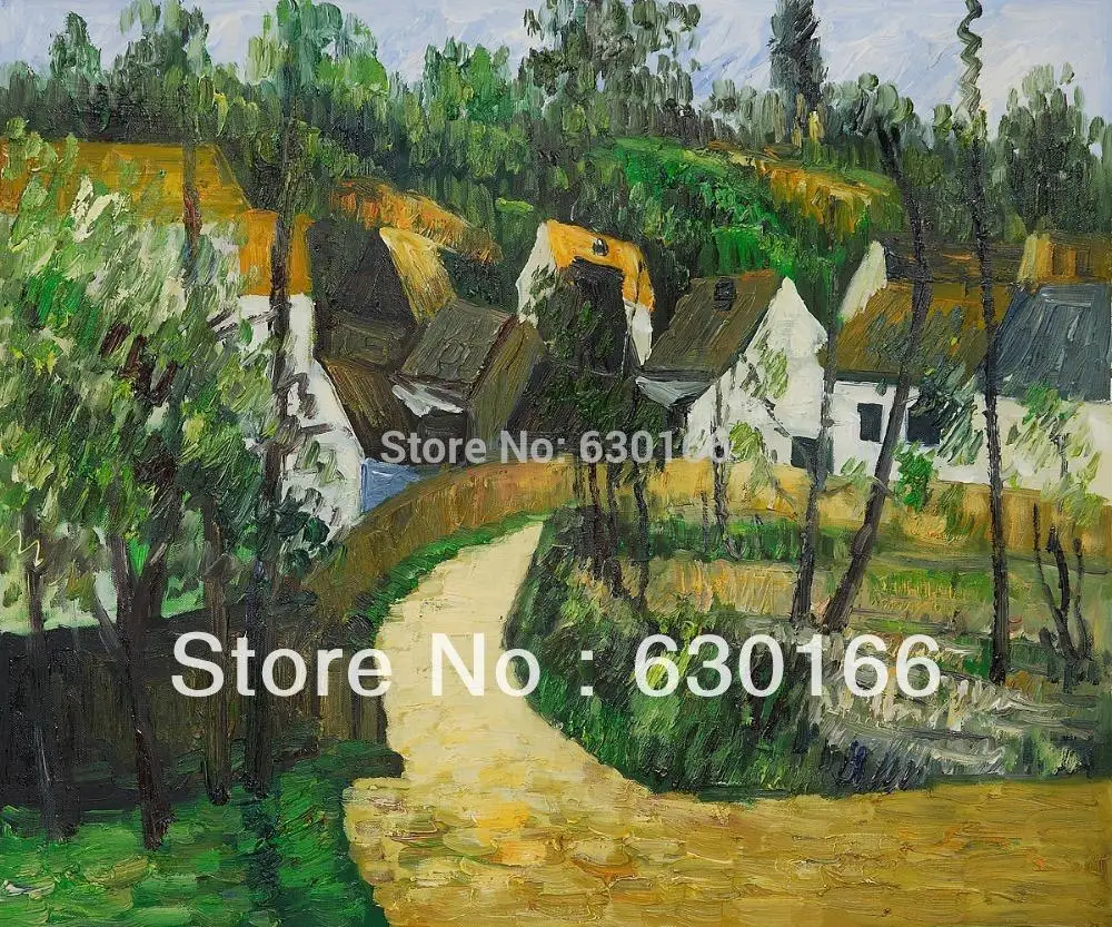 

Paul Cezanne's Landscape Oil Painting on Canvas Turn in the Road Wall Decor Paintings Handpainted 100%