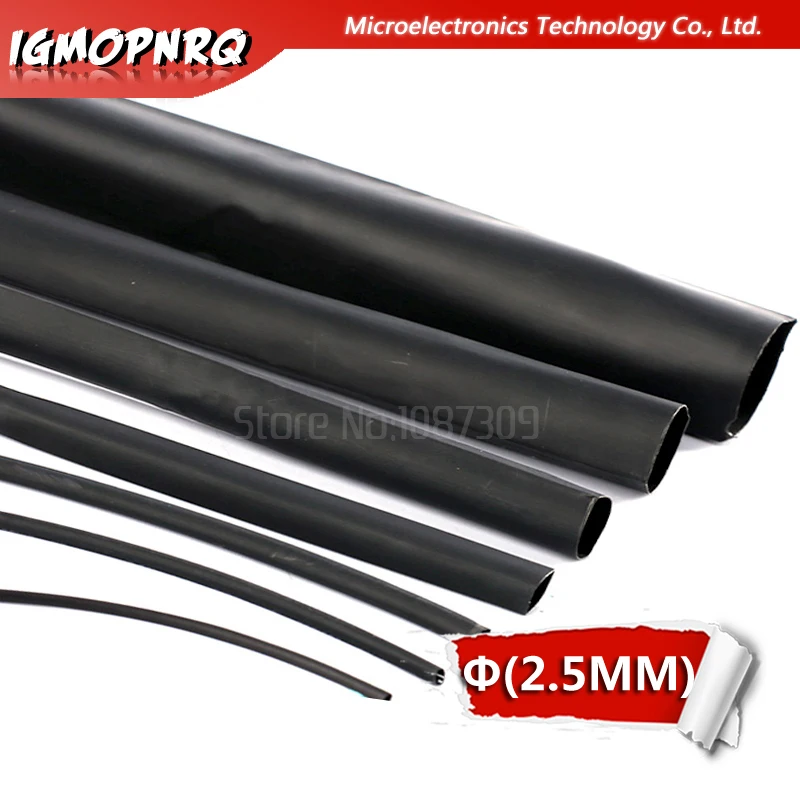 5 Meters High quality Black 2.5mm  iGMOPNRQ Heat Shrink Heatshrink Heat Shrinkable Tubing Tube Sleeving Wrap Wire Black Color