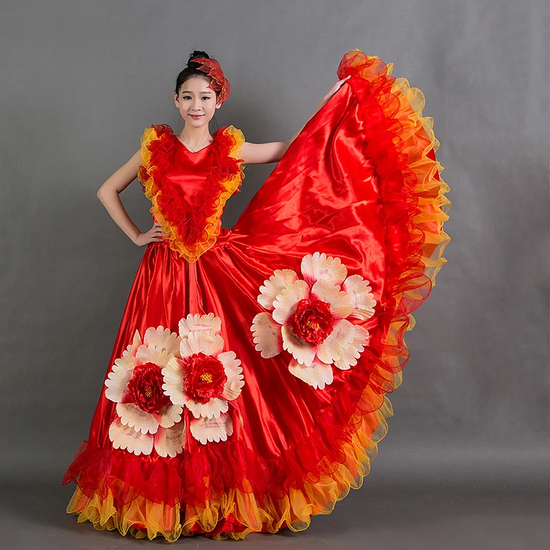 Opening Dance Dresses Spanish Dress Large Swing Full-skirt Adult Female Dance Costume Mujer Performance Chorus Wear Suit H578