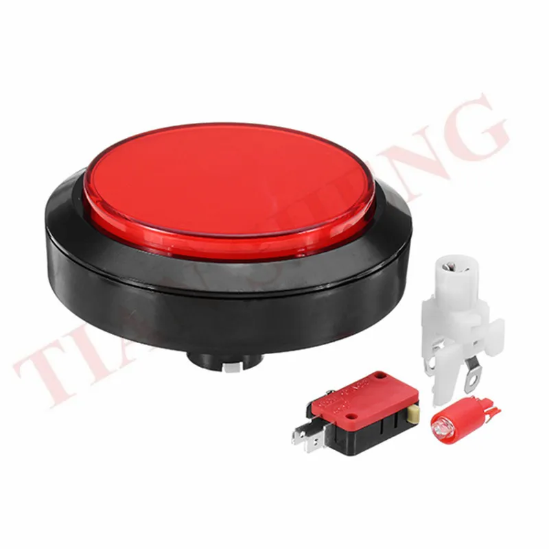 2PCS 100 millimetri Grande Rotonda Push Button LED Illuminato con Microinterruttore per la Macchina del Gioco Arcade FAI DA TE Parti di 12V luce di