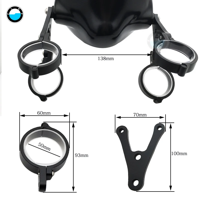 1Set Black Universal Motorcycle  7 inch Headlight Housing Mount Brackets Headlamp Holder Adjustable On Both Sides Of The Bracket