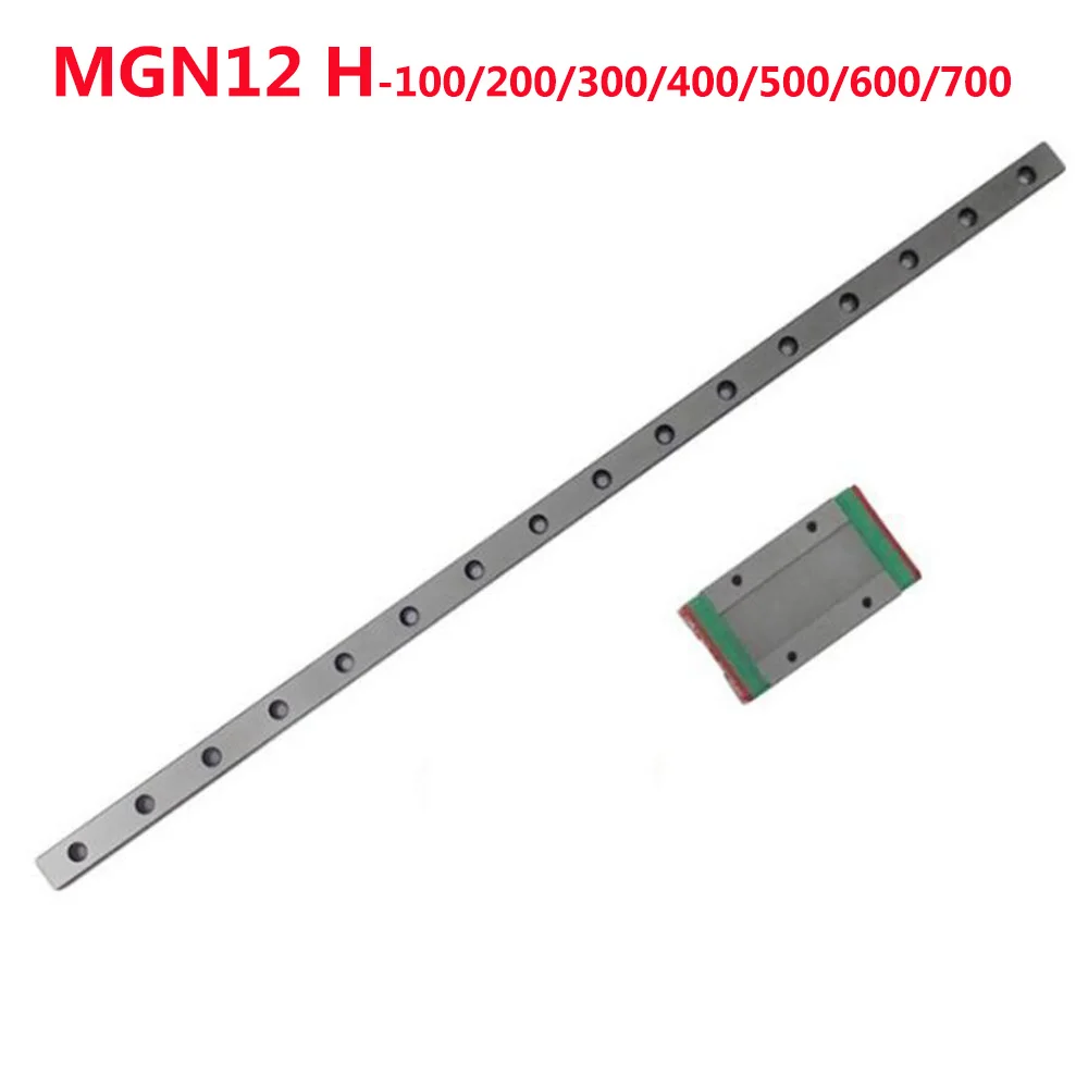 1PC MGN12 Linear Rail Guide Width 12mm Length 100 200 300 400 500 600 700 mm with 1PC Linear Block MGN12H