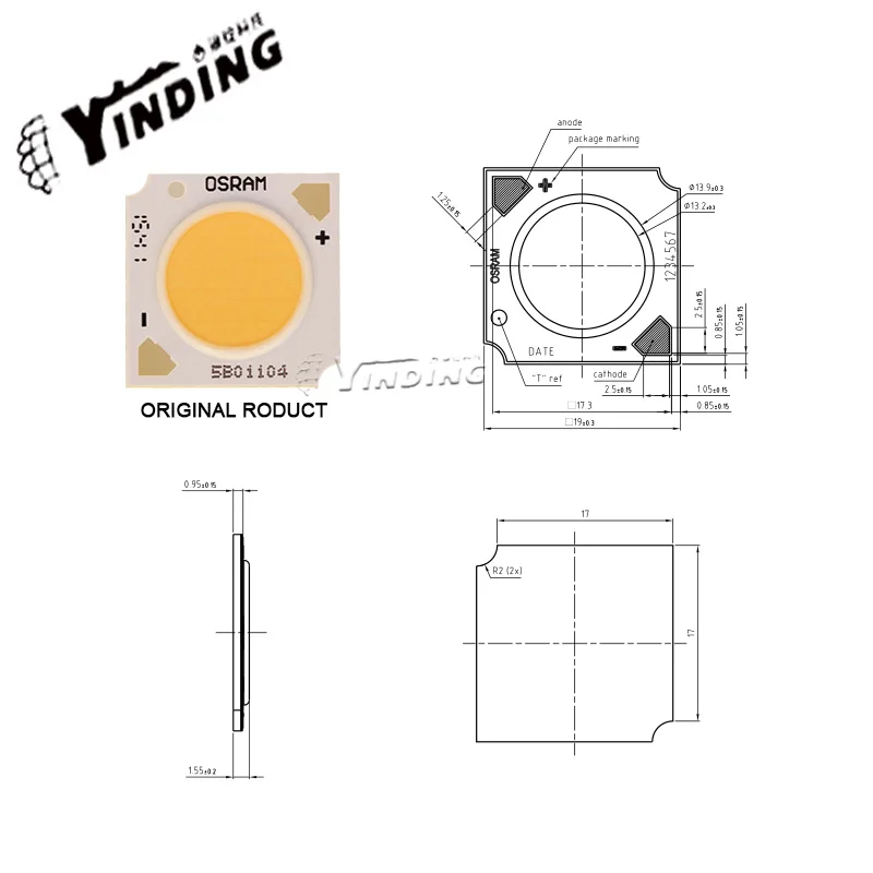 2PCS GW KAGLB2.CM 50W ceramics COB LED Chip diode bulb 90 CRI Warm White light Downlight source Bulb wick