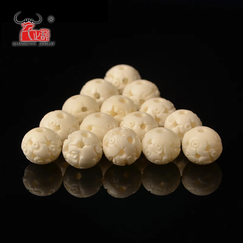 20PCS Natural yak bone bead hand-chain necklace DIY scatter beads Handmade Carved beads 12mm 10mm 8mm 6mm hole 1-2mm