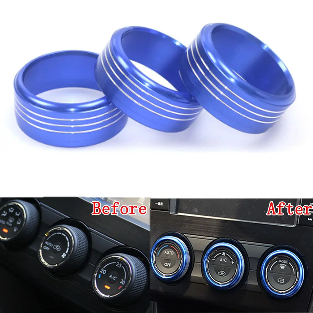 For Subaru XV Crosstrek 2011-2017 Forester 2013-2017 Impreza 2011-2016 AC Control Switch Knob Ring Cover 3pcs