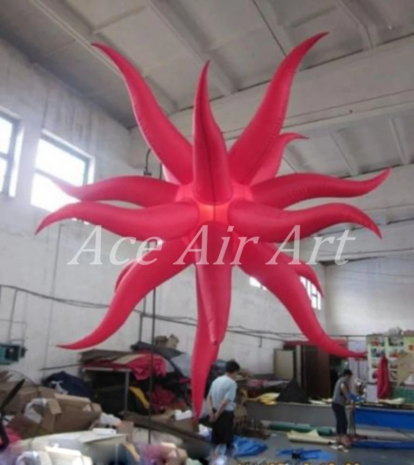 Giant inflatable starfish for wedding decoration, 2m long, 2m long, for night event, with inner fan