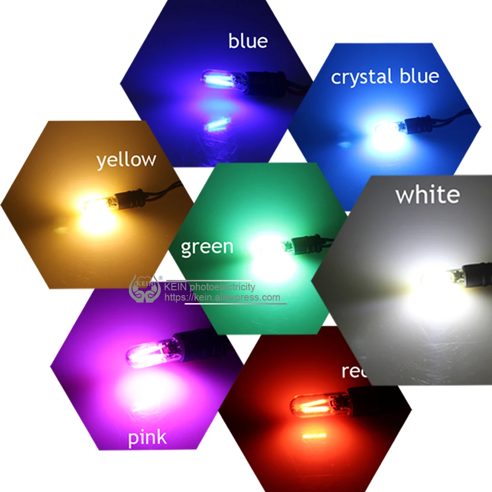 KEIN 10PCS T10 car led w5w 194 Signal Lamp Side Marker Reading Light Interior fog Tail Lamp Filament Glass 501 for Honda 12V 24V