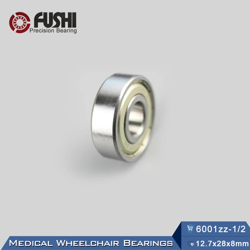 Wheelchair Rear Wheel Drum Bearing ID 0.5 inch ( 2 Pcs ) 12.7x28x8 mm Wheelchair Accessories 6001 ZZ Pressure Wheel Bearings