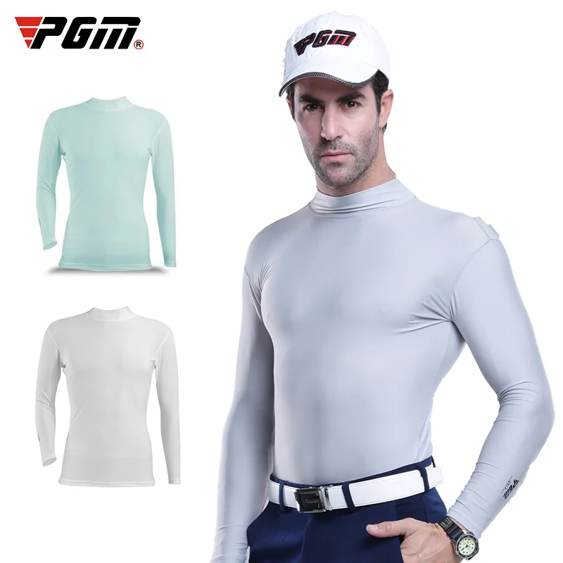 

2024 New Compression Men Cool Ice Silk Tights Long-sleeved Sunscreen Shirt Golf Outdoor Polo Wear Underwear Shirts Clothes