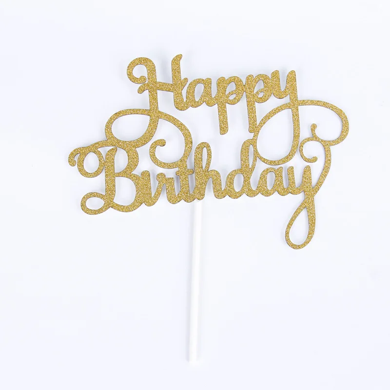 

Gold Silver Happy Birthday Party Cake Toppers Decoration for kids birthday party favors Baby Shower Decoration Supplies