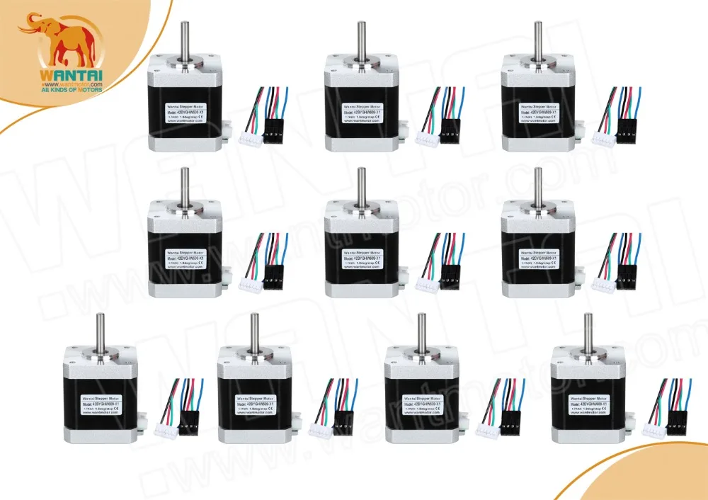 10PCS Wantai 4lead Nema17 Stepper Motor 42BYGHW609L20P1-X2 56oz-in 40mm 1.7A,D-Shaft With Connector 3D Printer,Free Ship to most