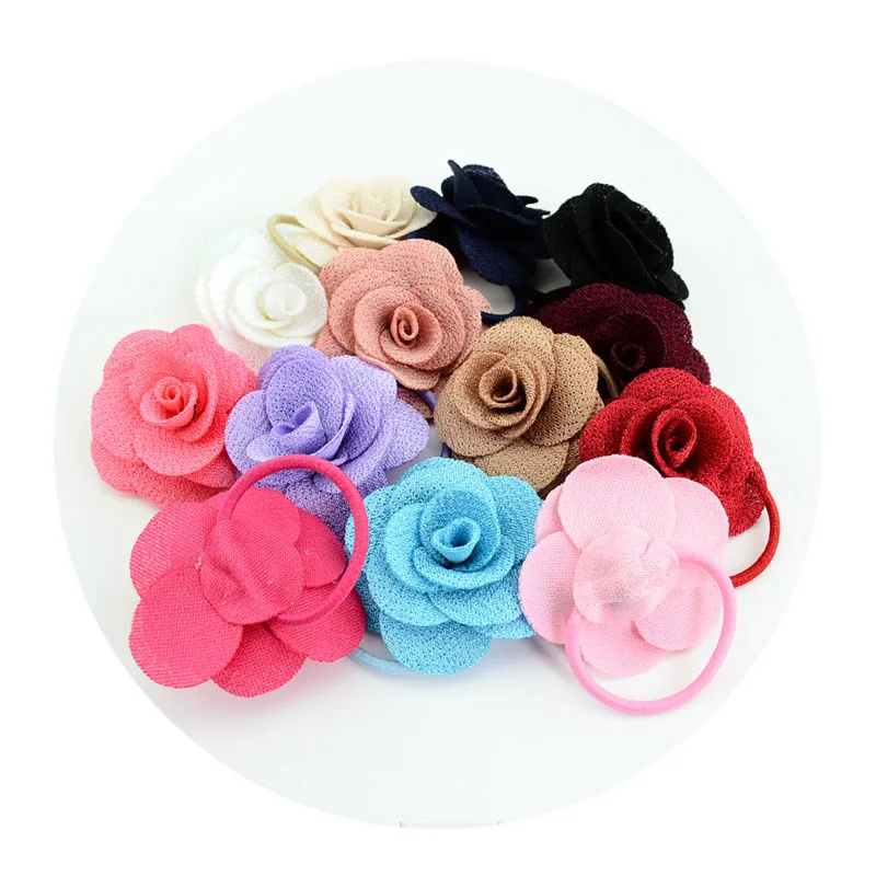 13pcs/lot 1.8 Inch Boutique Flower Girl Bow Elastic Hair Tie Rope Hair Band bows Hair Accessories 698