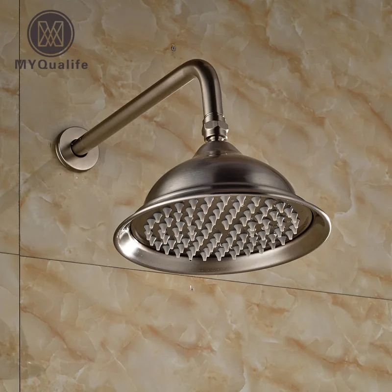 Nickel Brushed Wall Mount Rain Shower Head Stainless Steel with Brass Shower Arm