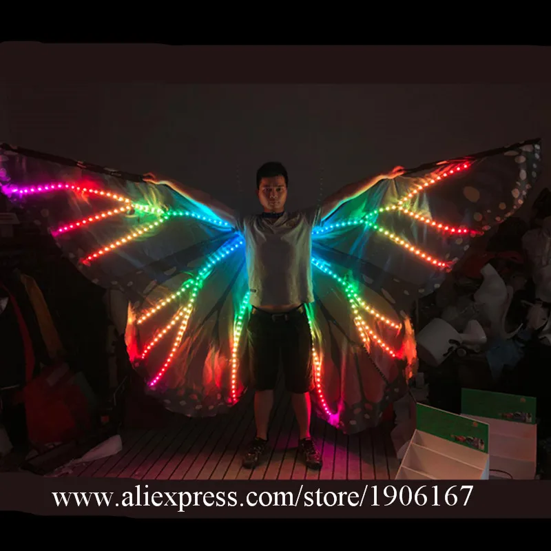 Fashion Colorful Led Luminous Butterfly Wings LED Light Up ISIS Wings Growing Stage Performance Cloak Ballroom Dance RGB Suit