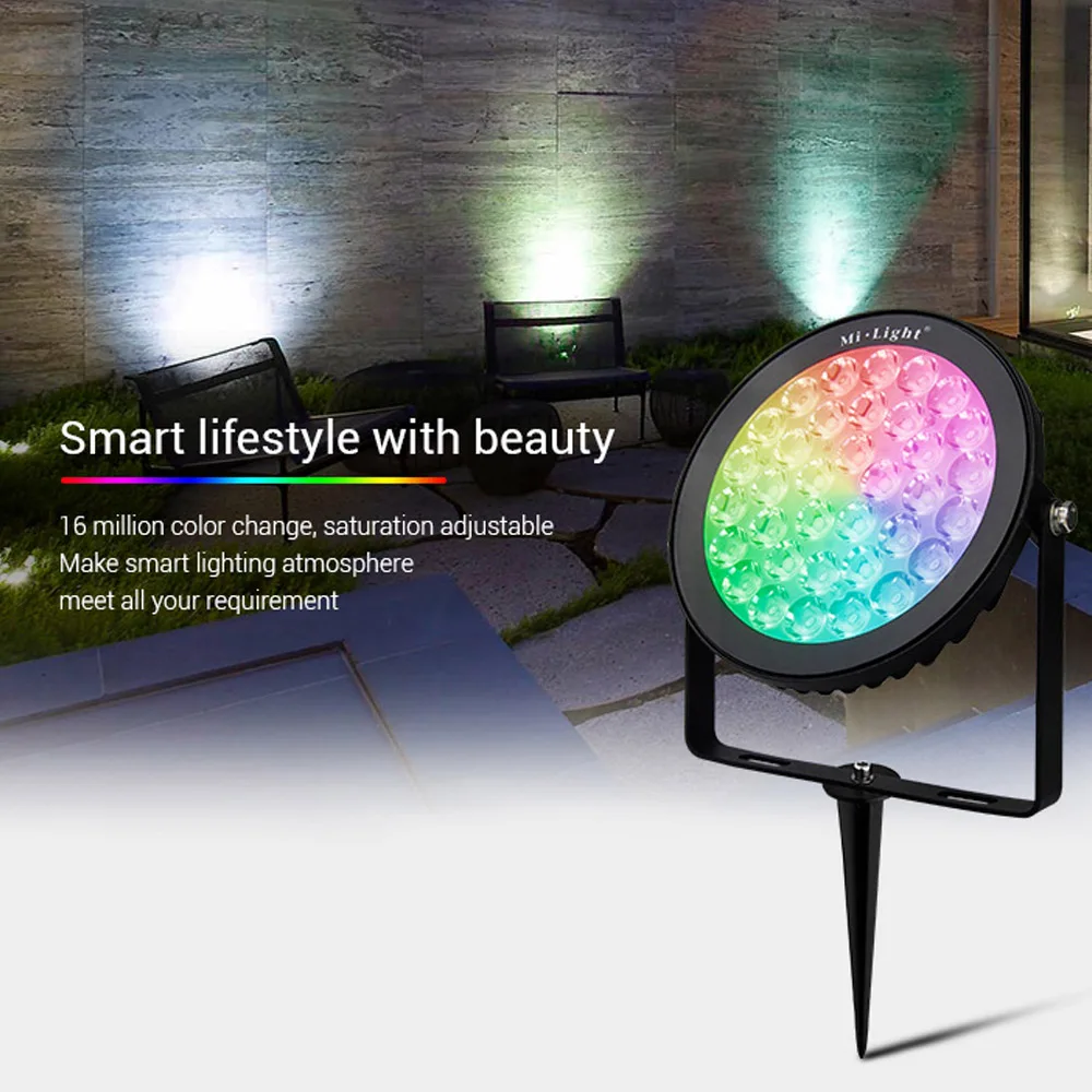NEW smart 15W RGB+CCT LED Garden Lamp outdoor Spot light waterproof smart Lawn light110V 220V can remote or Mobile phone control