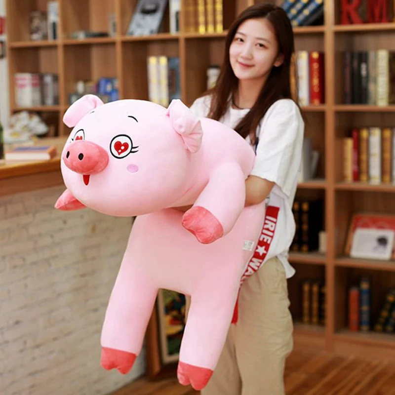 Dorimytrader Kawaii Soft Cartoon Pink Pig Plush Doll Giant Stuffed Fat Piggy Toy Sleeping Pillow Gift Decoration 47inch 120cm