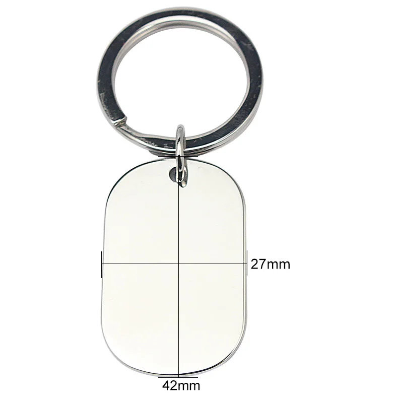 Custom Logo Blank Dog Tag Stainless Steel Key Chain - No Laser Engrave Cost Included