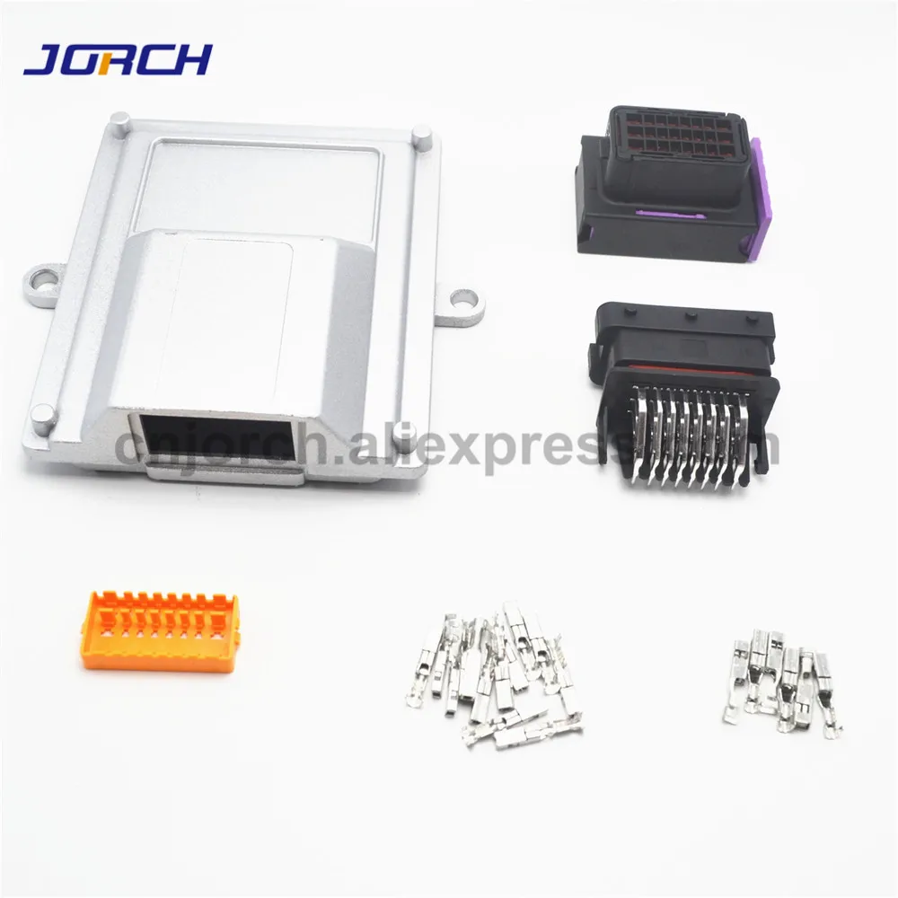 1 kits set 24 pin way A6 aluminum single hole automotive honda ecu box with matching connector