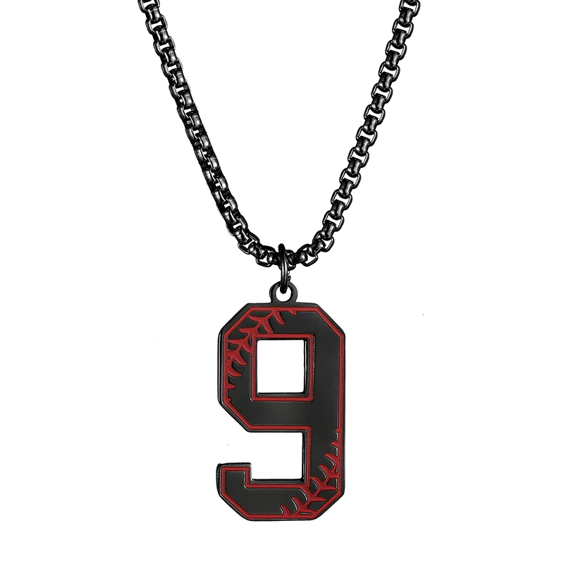 Stainless Steel 0-9 Number Baseball Pendant Necklace Charm Chain Choker For men Basketball Digital Necklace Fashion Jewelry Gift