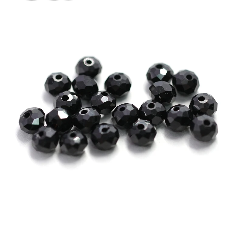 Hot sale 4-8mm black faceted glass round beads Rondelle Austria crystal beads for bracelet necklace making DIY Jewelry findings