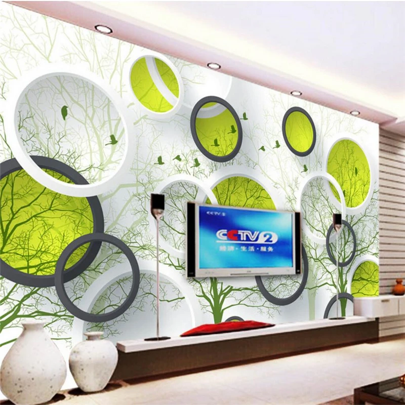 

beibehang 3D circle Custom Modern Wall Paper TV Background Art Wall Covering Decor Living Room Mural Wallpaper wall-paper