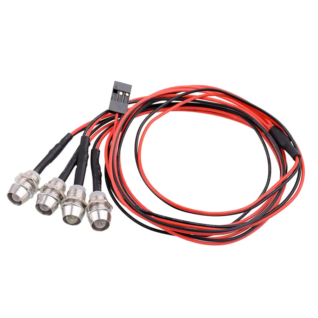 4pcs LED Light Headlight Kit 5mm for 1/5 1/8 1/10 1/12 1/16 Remote Control Vehicle Models