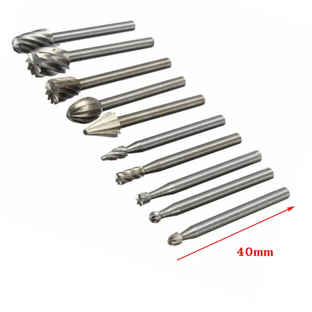 10 sztuk 3.175mm HSS Routing Router bity High Speed Steel Burr frez pliki do obróbki drewna