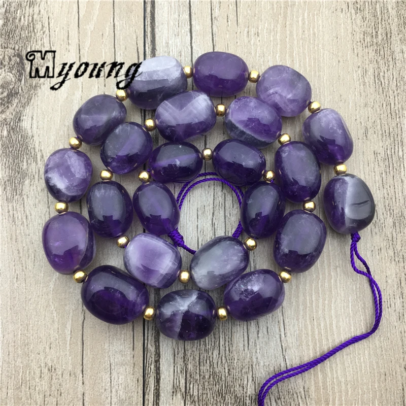 Egg Shape Polished Amethysts Beads,Purple Nature Stone Crystal Beads For DIY Jewelry 3 strands/lot  MY1779