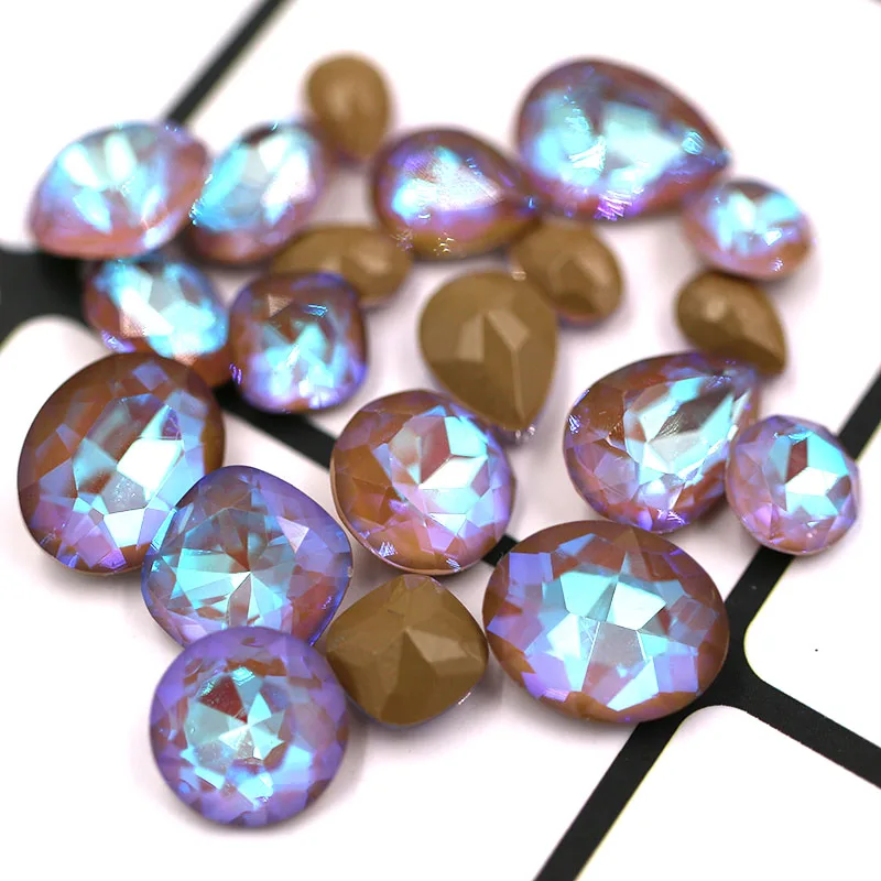 New pointback glass glue on rhinestones high quality crystal Mocha florescent nail art rhinestones diy clothing Accessories