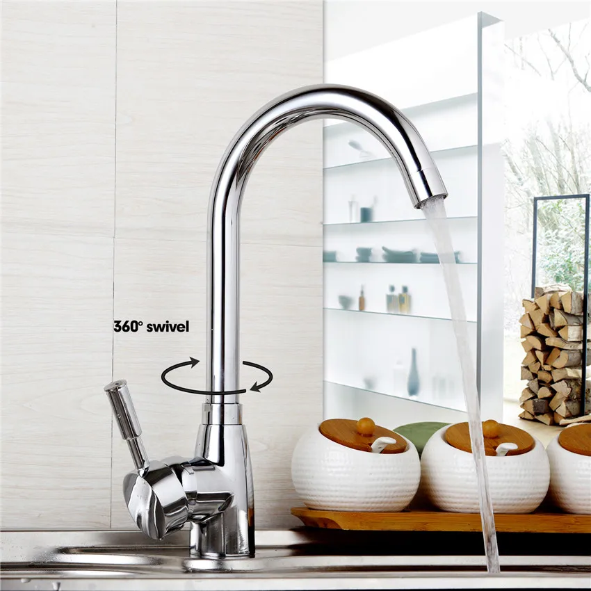 RU luxury New Kitchen Sink Faucet grifo cocina Deck Mounted taps Chrome Polished Basin Faucets Water Swivel Mixer Kitchen Tap