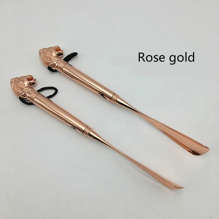 Lion Head Metal Shoe Horn Luxury Shoe Pull-on, Non-bending Shoe 32cm Long Shoe Horn Gloden Color