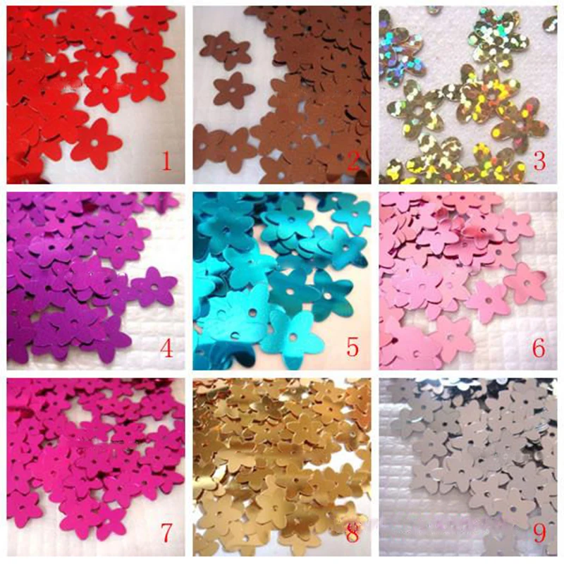 About 7800Pcs 10mm 150g Five Petal Flower Sequins Loose Paillette Sewing Embellishment Findings DIY Clothing Crafts