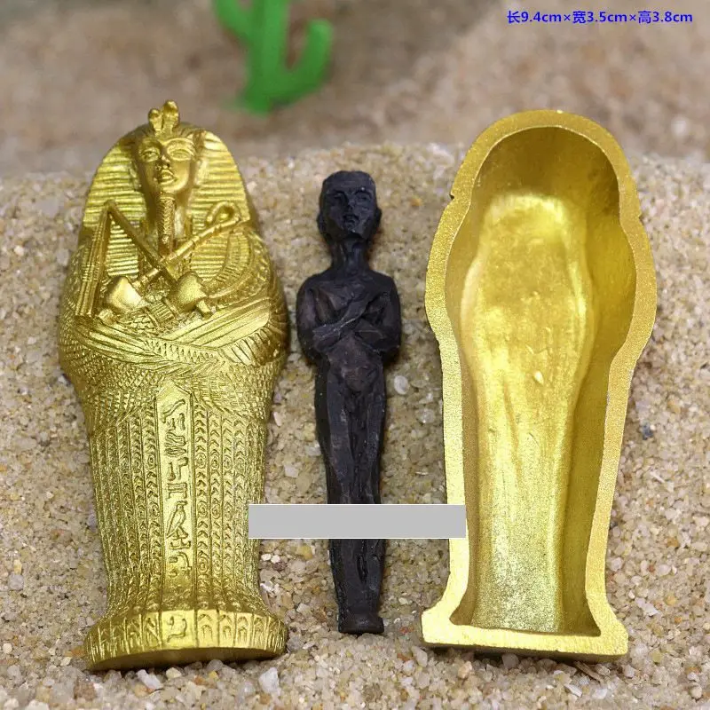 Ancient Egyptian Dry Corpse Coffin Figurine Sculpture Pharaoh Mummy Statue Sand Table Ornaments Miniature Fish Tank Decoration