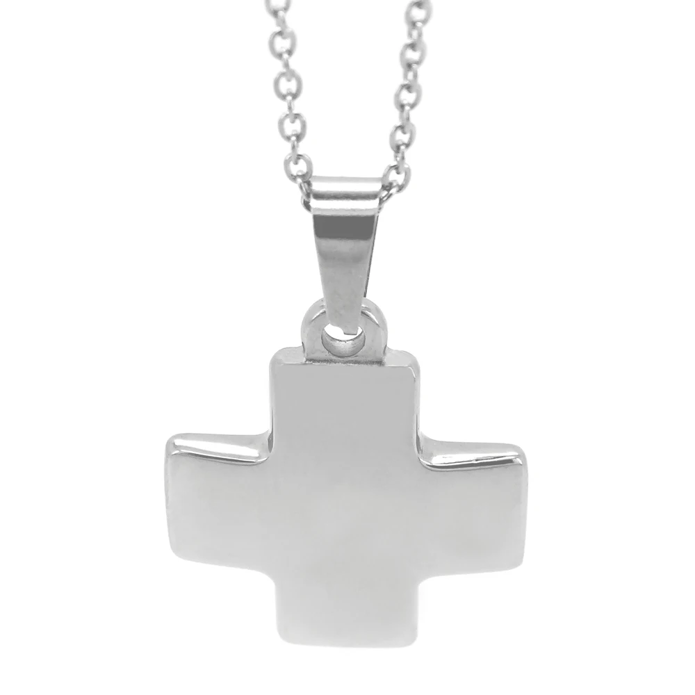 RINYIN Women Fashion Jewerly High Quality Polish T@CO Fat Cross Pendant Stainless Steel Necklace Links Chain 18\