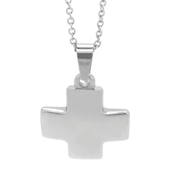 RINYIN Women Fashion Jewerly High Quality Polish T@CO Fat Cross Pendant Stainless Steel Necklace Links Chain 18