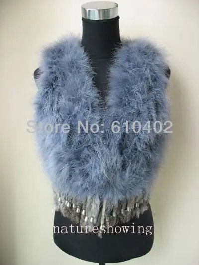 Genuine Real Ostrich Feather Fur Vest/ Coat With Tassel Women