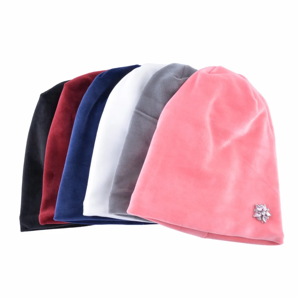 TQMSMY Women\'s Winter Hats Warm Velvet Star Rhinestone Women Skullies Hats for Women Beanies Cap Ladies Beanies Hats TMDH87